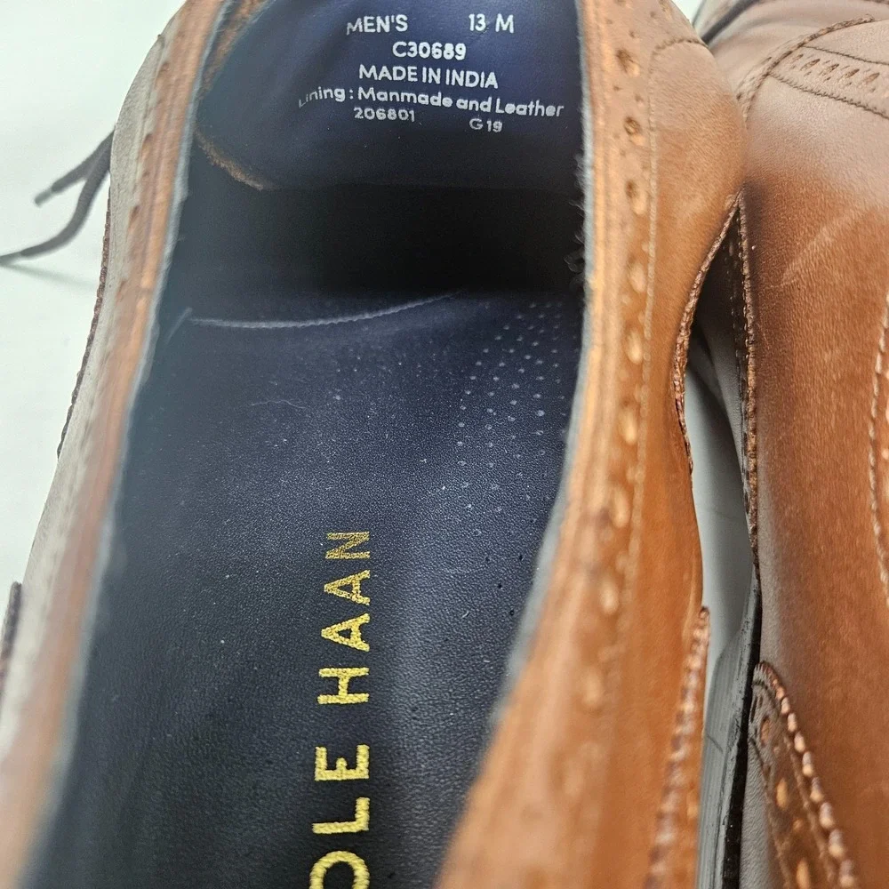 Cole Haan Mens Wayne Brown Leather Cap Toe Oxford Lace Up Shoes Size 13M C30689
